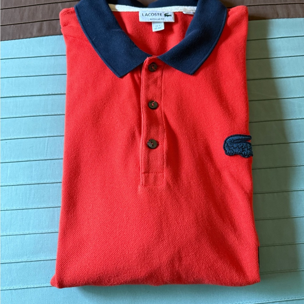 Lacoste Navy and Red Polo Shirt